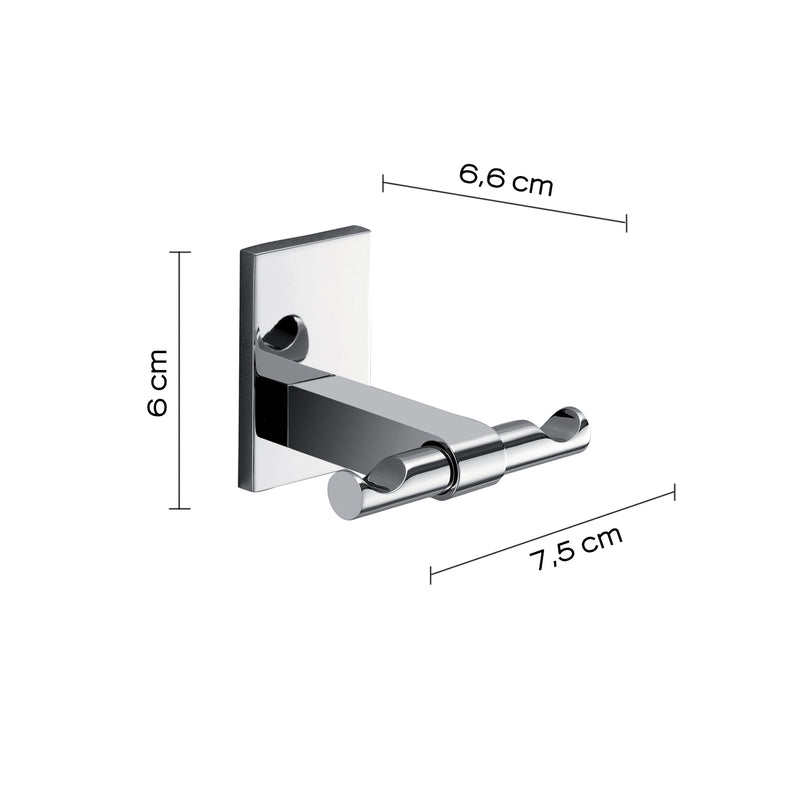 Gedy Appendiabiti doppio Maine in acciaio inox e cromall fissaggio a muro a incollo by CeramicStore | Lo specialista del tuo bagno