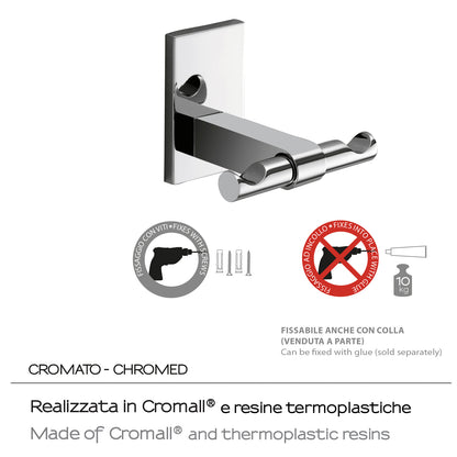 Gedy Appendiabiti doppio Maine in acciaio inox e cromall fissaggio a muro a incollo by CeramicStore | Lo specialista del tuo bagno