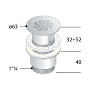 Piletta a scarico libero in ottone cromato per lavabo e bidet con troppo pieno by CeramicStore | Lo specialista del tuo bagno