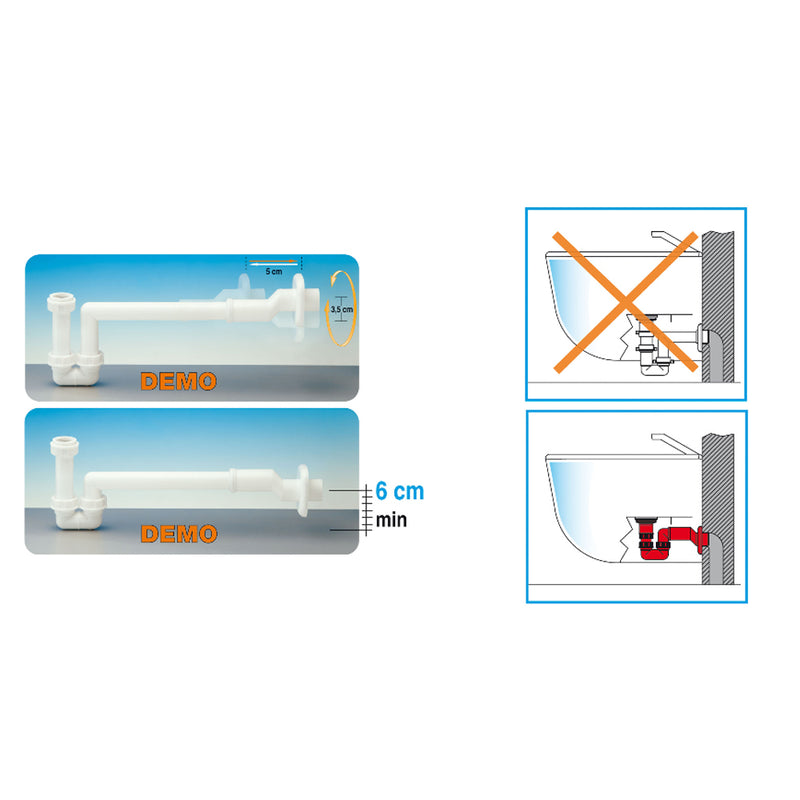 Sifone eccentrico per bidet con tubo di scarico diam. 40 mm by CeramicStore | Lo specialista del tuo bagno
