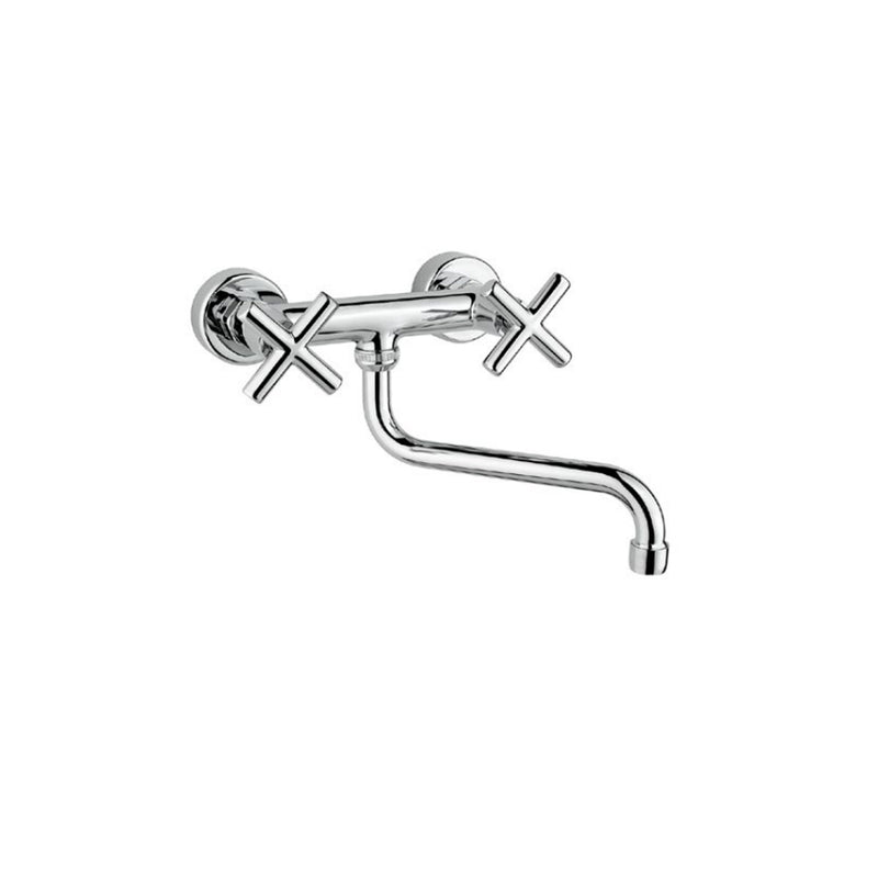 Miscelatore lavello a parete in ottone cromato serie Sirio Keller Taps by CeramicStore | Lo specialista del tuo bagno
