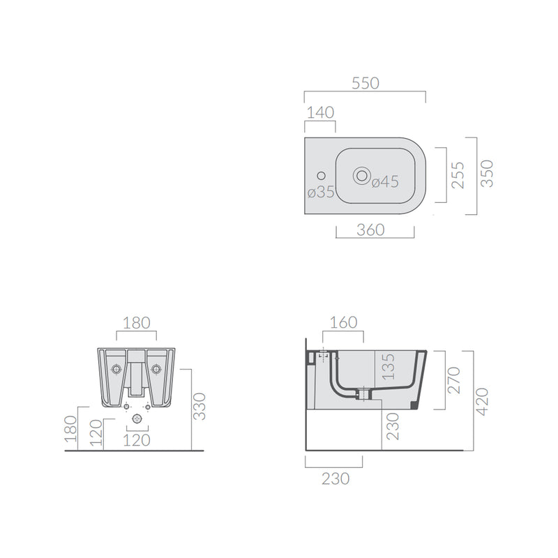 Coppia di sanitari sospesi 55x35 cm serie MEG11PRO di Galassia con sedile avvolgente soft close- Nero Opaco