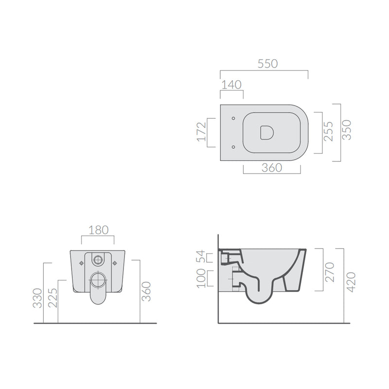 Coppia di sanitari sospesi 55x35 cm serie MEG11PRO di Galassia con sedile avvolgente soft close- Nero Opaco