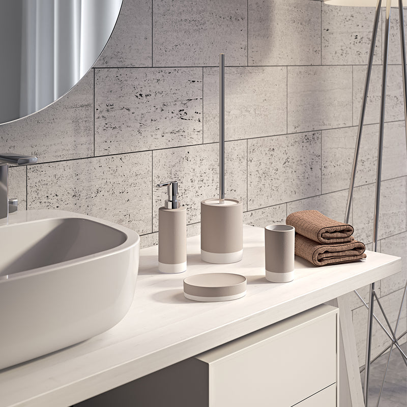 Portaspazzolini in ceramica Gedy serie New Mizar - Tortora Chiaro