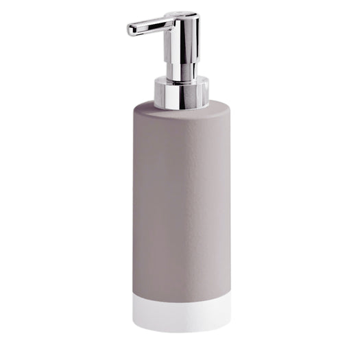 Dispenser sapone in ceramica con erogatore cromato Gedy serie New Mizar - Tortora