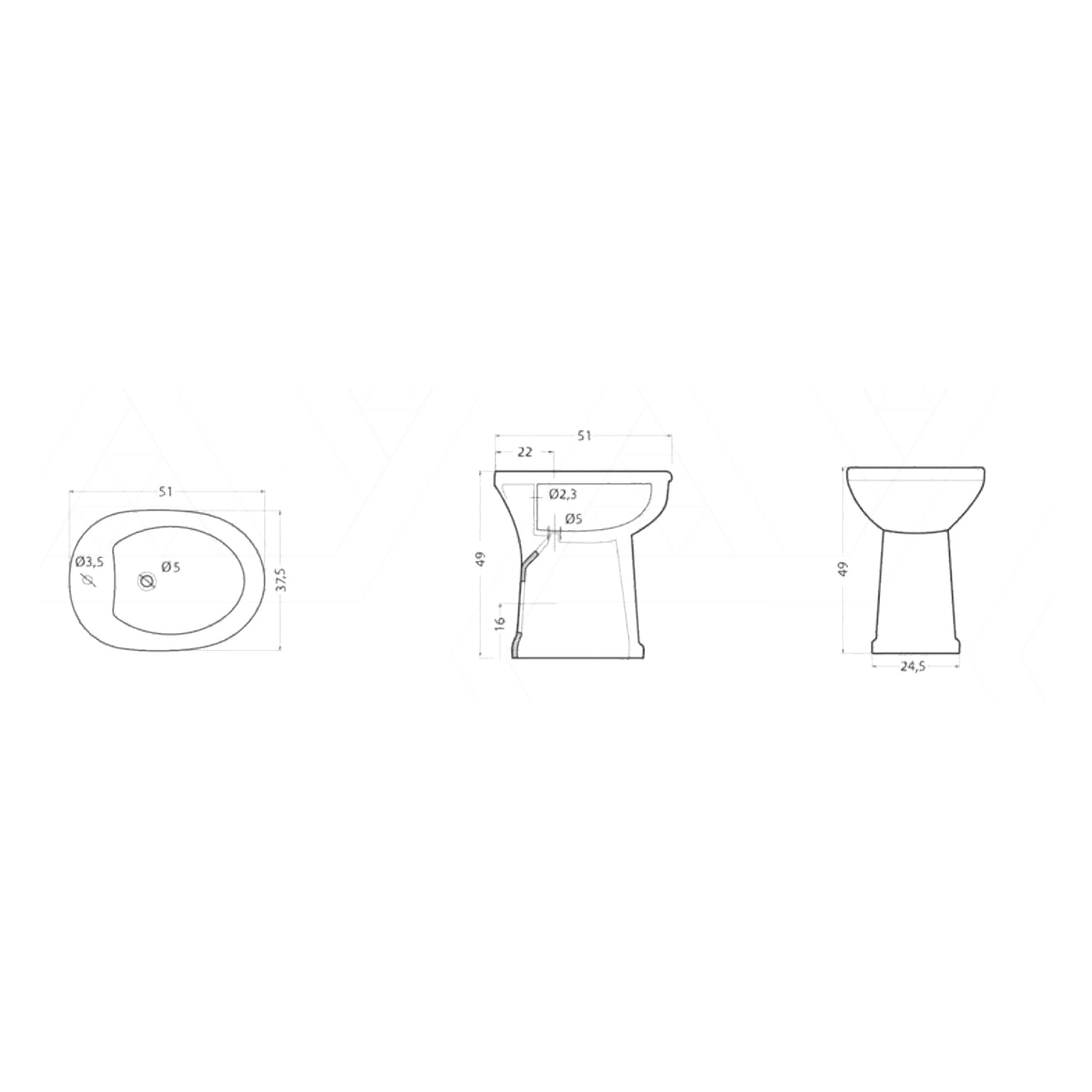 Bidet disabili e terza età chiuso ceramica bianca serie comfort Alice Ceramica