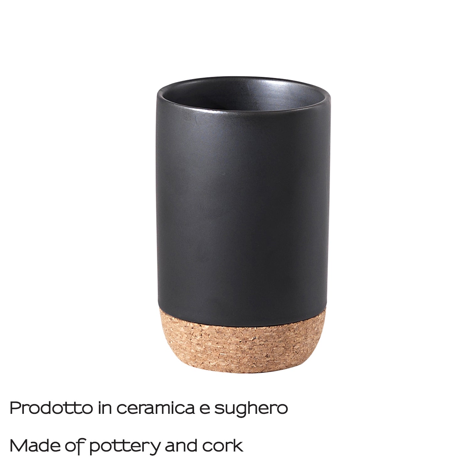 Portaspazzolini in ceramica e sughero Gedy serie Ilary - Nero