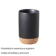 Portaspazzolini in ceramica e sughero Gedy serie Ilary - Nero
