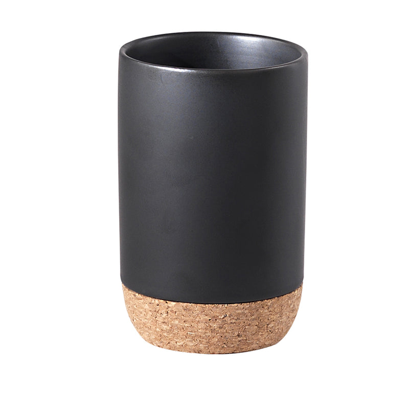 Portaspazzolini in ceramica e sughero Gedy serie Ilary - Nero