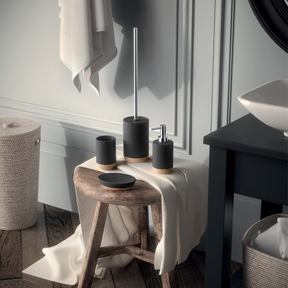 Portaspazzolini in ceramica e sughero Gedy serie Ilary - Nero