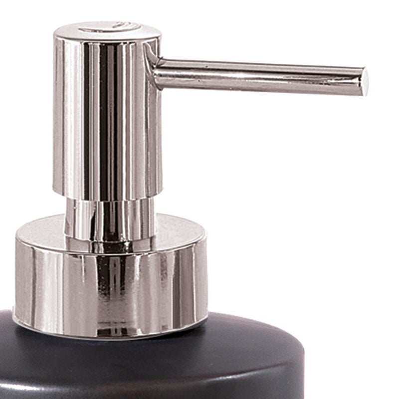 Dispenser sapone in ceramica e sughero con erogatore cromato Gedy serie Ilary - Nero