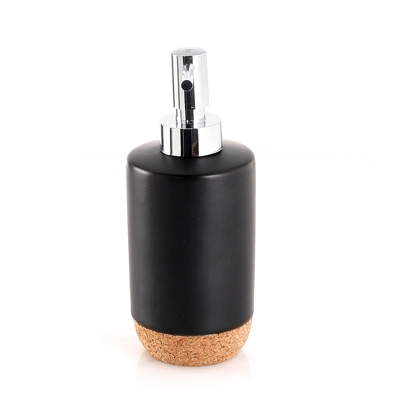 Dispenser sapone in ceramica e sughero con erogatore cromato Gedy serie Ilary - Nero