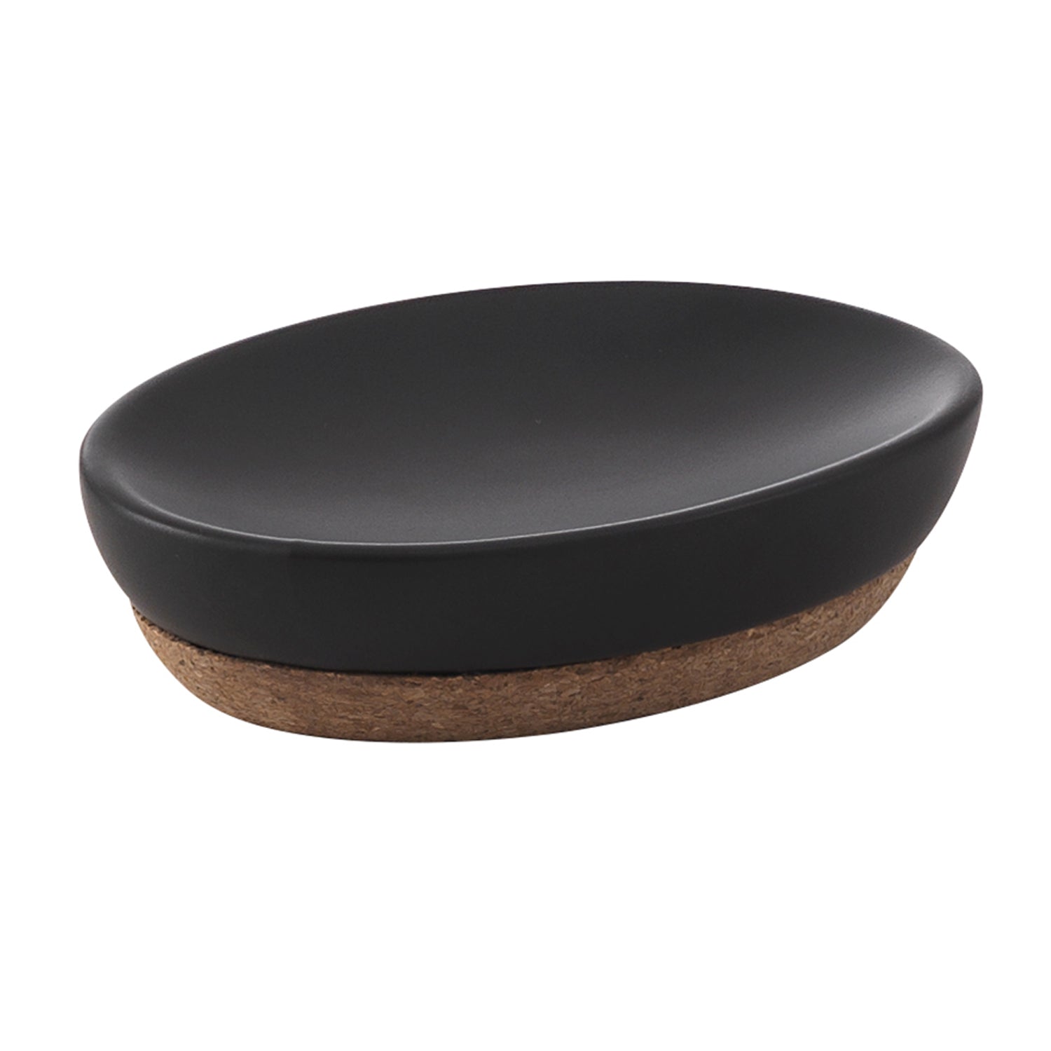 Portasapone in ceramica e sughero Gedy serie Ilary - Nero