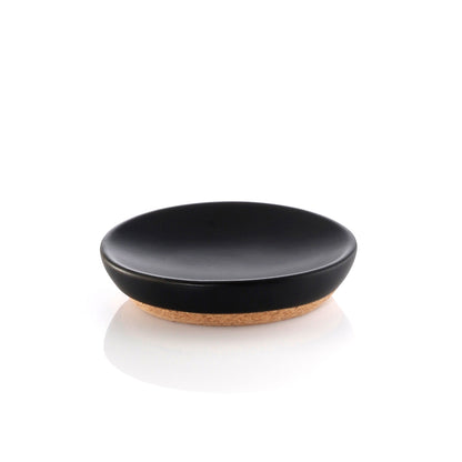 Portasapone in ceramica e sughero Gedy serie Ilary - Nero