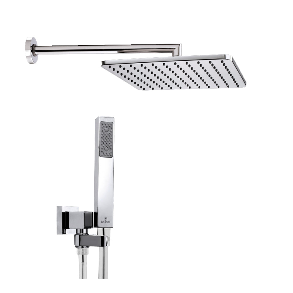 Soffione doccia cm 28x28 quadrato in ottone cromato Bossini Cosmo a un getto con kit duplex doccia Cube by CeramicStore | Lo specialista del tuo bagno