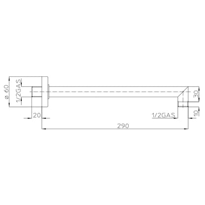 Soffione doccia cm 28x28 quadrato in ottone cromato Bossini Cosmo a un getto con kit duplex doccia Cube by CeramicStore | Lo specialista del tuo bagno