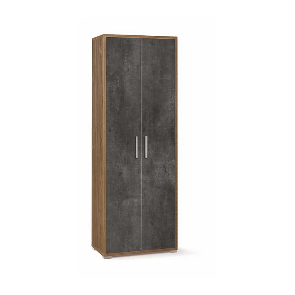 Mobile a due Ante con 4 ripiani di cui 2 regolabili finitura Struttura Noce Stelvio / Finitura Ossido Nero by Sarmog by CeramicStore | Lo specialista del tuo bagno
