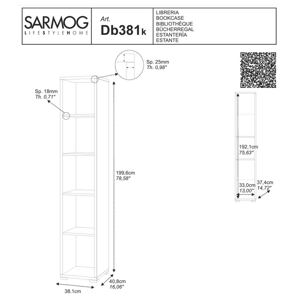 Colonna a Giorno / Libreria con 4 ripiani di cui 2 regolabili finitura Ossido Bianco by Sarmog by CeramicStore | Lo specialista del tuo bagno