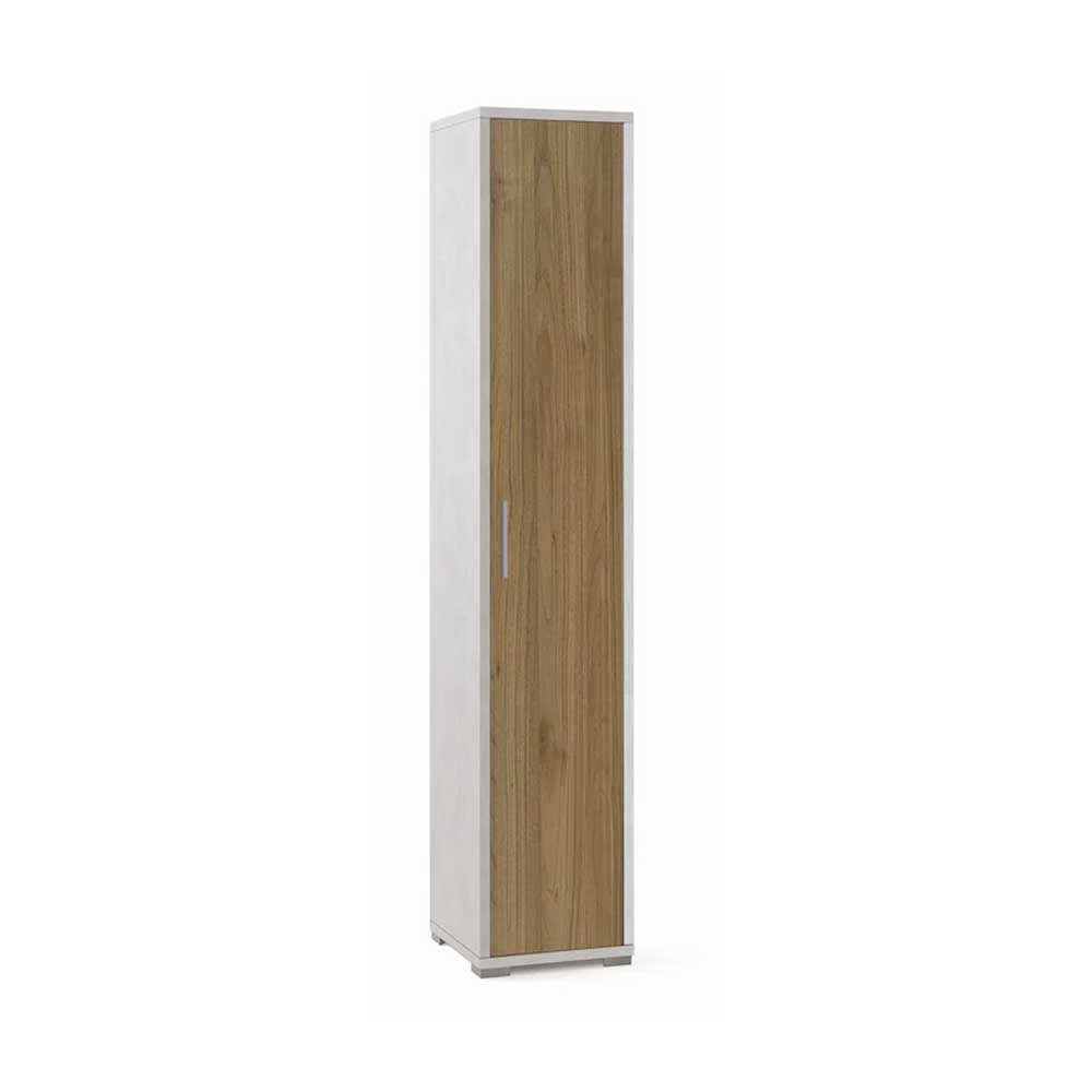 Colonna Libreria ad un Anta con 4 ripiani di cui 2 regolabili finitura Struttura Ossido Bianco / Finitura Noce Stelvio by Sarmog by CeramicStore | Lo specialista del tuo bagno