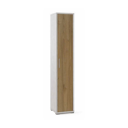 Colonna Libreria ad un Anta con 4 ripiani di cui 2 regolabili finitura Struttura Ossido Bianco / Finitura Noce Stelvio by Sarmog by CeramicStore | Lo specialista del tuo bagno