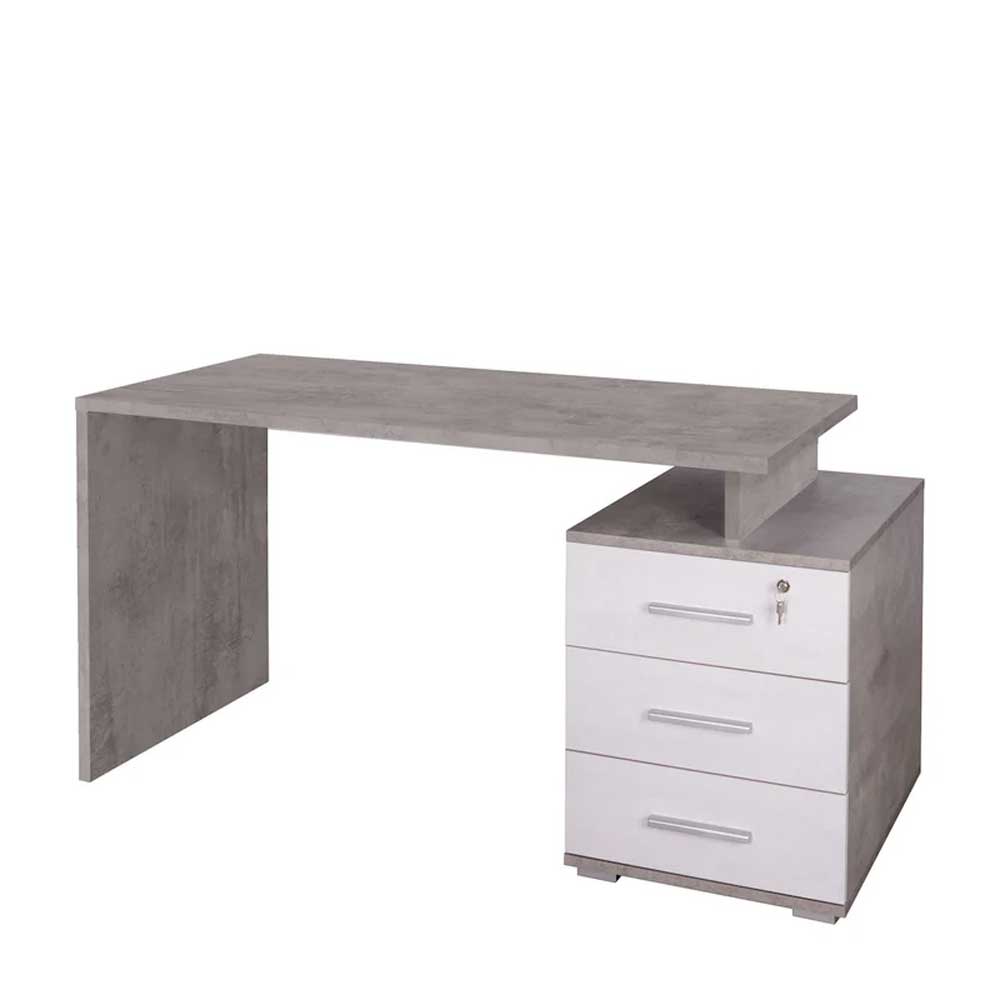 Scrivania da ufficio con cassettiera integrata finitura Cemento / Ossido Bianco by Sarmog by CeramicStore | Lo specialista del tuo bagno