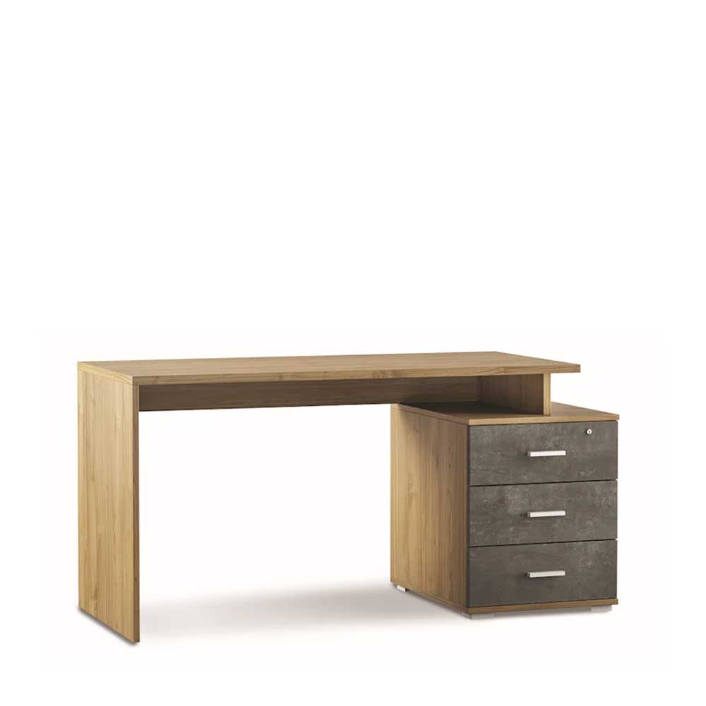 Scrivania da ufficio con cassettiera integrata finitura Noce Stelvio / Ossido Nero by Sarmog by CeramicStore | Lo specialista del tuo bagno