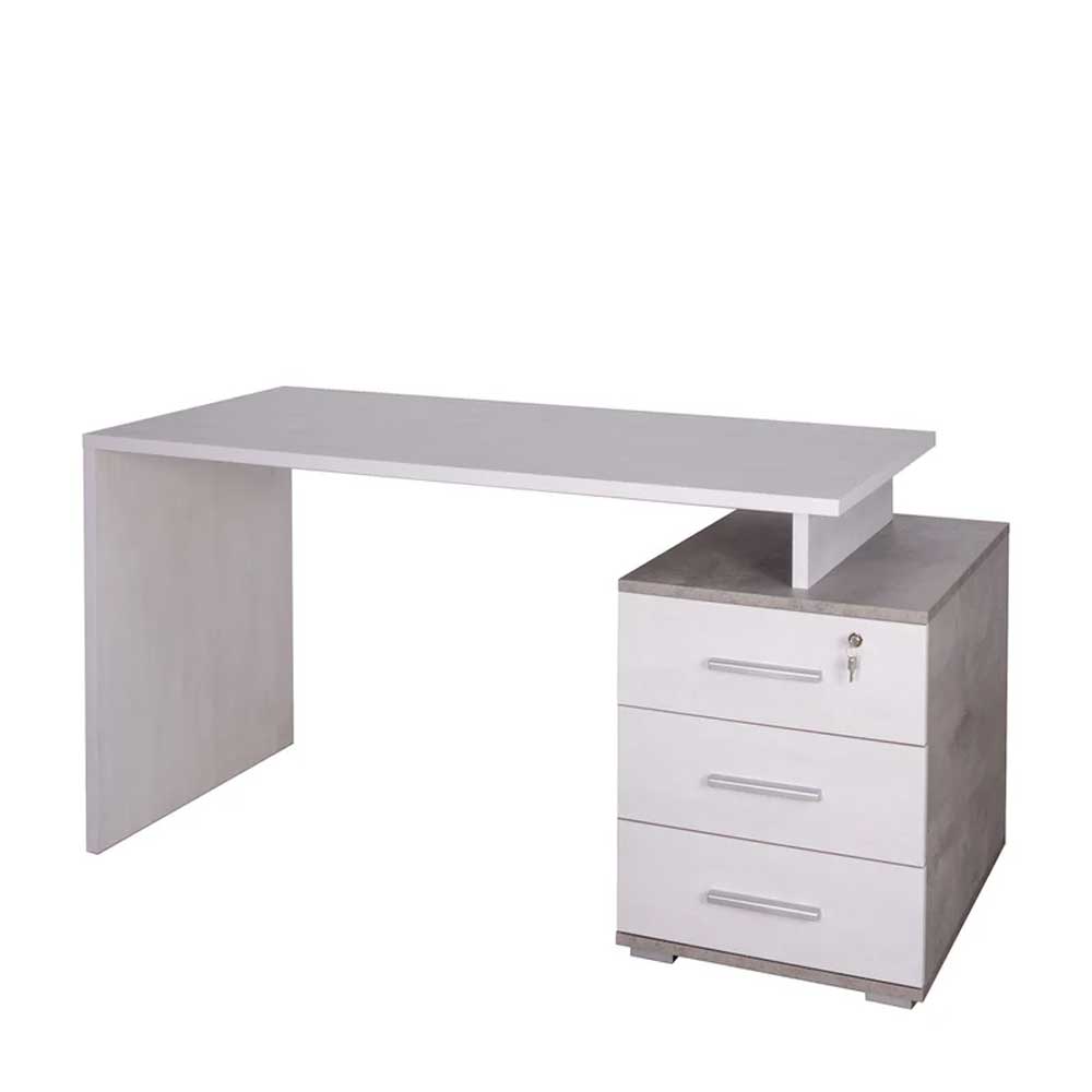 Scrivania da ufficio con cassettiera integrata finitura Ossido Bianco / Cemento by Sarmog by CeramicStore | Lo specialista del tuo bagno