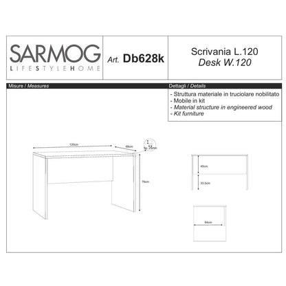 Scrivania da ufficio con piano superficiale antigraffio ad alta densità da 120 cm finitura Noce Stelvio by Sarmog by CeramicStore | Lo specialista del tuo bagno