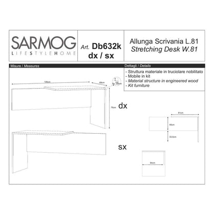 Scrivania da ufficio Angolare Destra con piano superficiale antigraffio ad alta densità da 160 cm finitura Cemento by Sarmog by CeramicStore | Lo specialista del tuo bagno