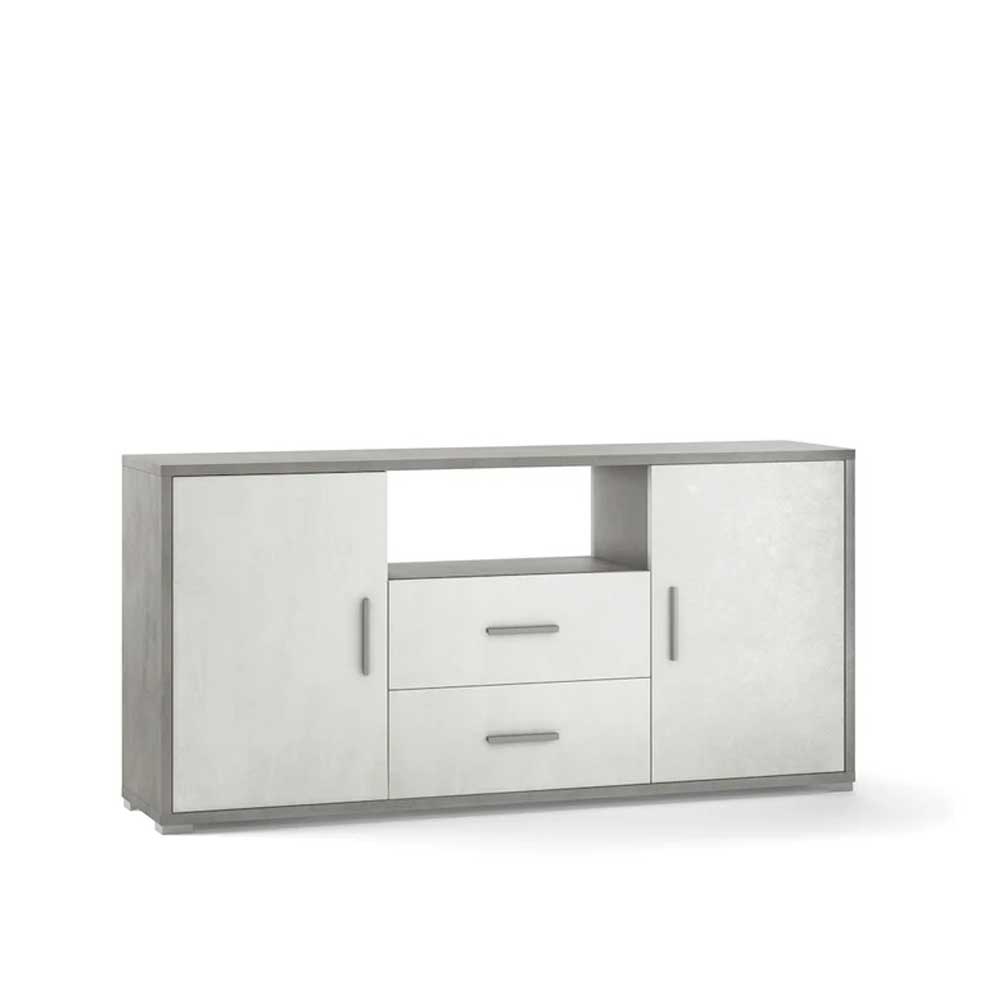 Mobile Credenza da Soggiorno con 2 ante e 2 cassetti finitura Struttura Cemento / Finitura Frontale Ossido Bianco by Sarmog by CeramicStore | Lo specialista del tuo bagno