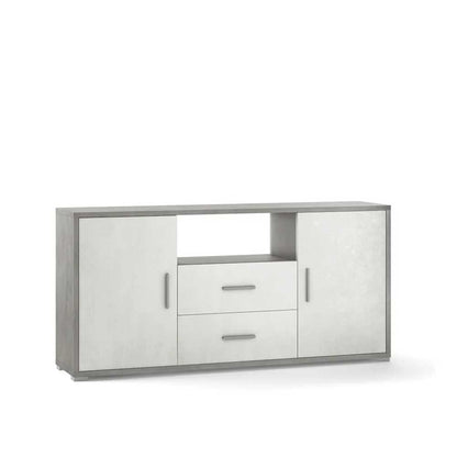 Mobile Credenza da Soggiorno con 2 ante e 2 cassetti finitura Struttura Cemento / Finitura Frontale Ossido Bianco by Sarmog by CeramicStore | Lo specialista del tuo bagno