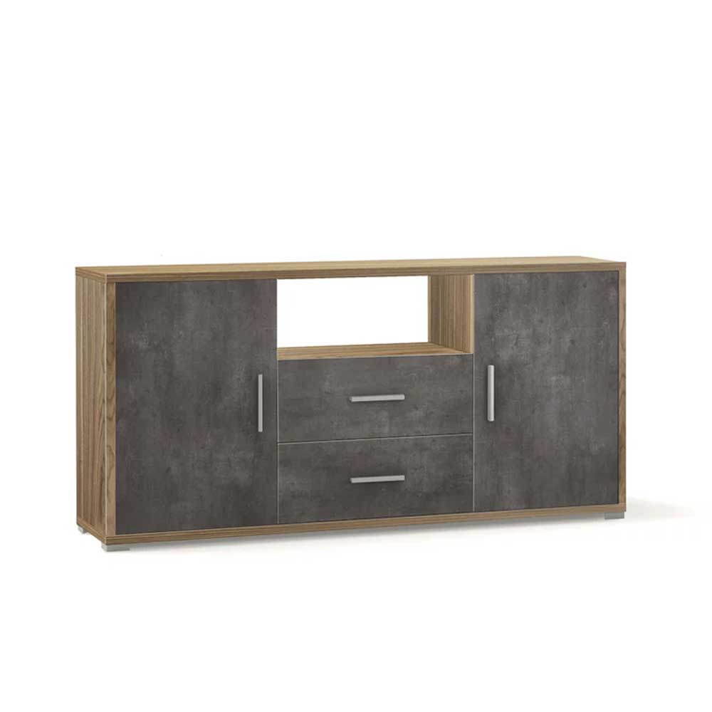 Mobile Credenza da Soggiorno con 2 ante e 2 cassetti finitura Struttura Noce Stelvio / Finitura Frontale Ossido Nero by Sarmog by CeramicStore | Lo specialista del tuo bagno
