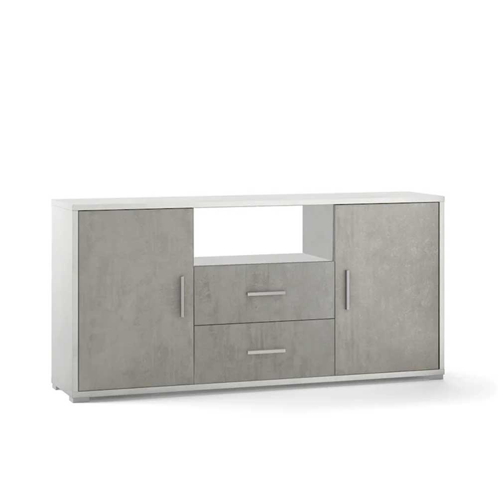 Mobile Credenza da Soggiorno con 2 ante e 2 cassetti finitura Struttura Ossido Bianco / Finitura Frontale Cemento by Sarmog by CeramicStore | Lo specialista del tuo bagno