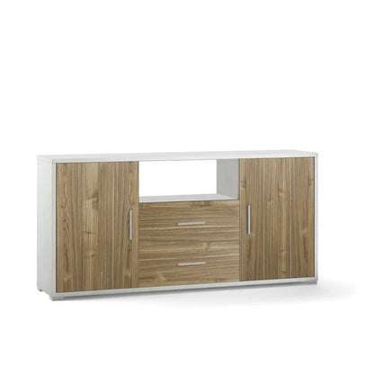 Mobile Credenza da Soggiorno con 2 ante e 2 cassetti finitura Struttura Ossido Bianco / Finitura Frontale Noce Stelvio by Sarmog by CeramicStore | Lo specialista del tuo bagno