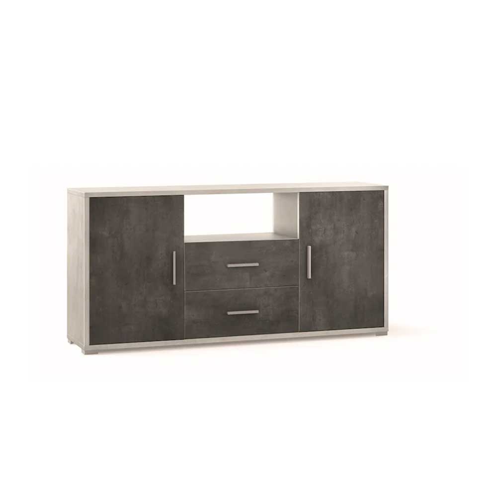 Mobile Credenza da Soggiorno con 2 ante e 2 cassetti finitura Struttura Ossido Bianco / Finitura Frontale Ossido Nero by Sarmog by CeramicStore | Lo specialista del tuo bagno