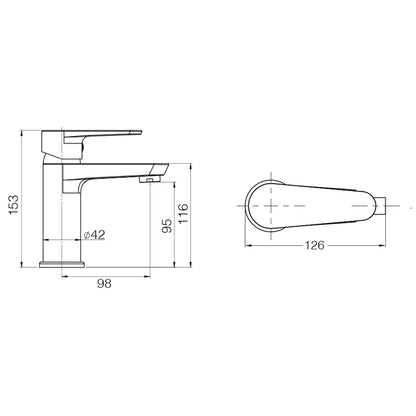 Rubinetto miscelatore monocomando cromato per lavabo RubiFlux Pink 2.0 - Nero Opaco