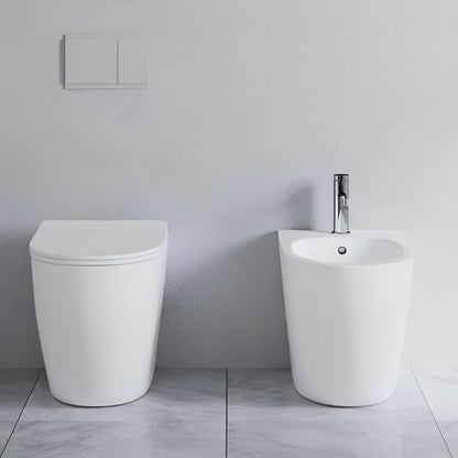 Sanitari filomuro senza brida con Copriwater Soft Close BathCore serie Aria 52x37 x H40.5 cm - Bianco Opaco