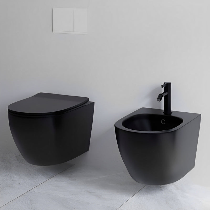 Wall-hung rimless toilets with Soft Close Seat BathCore Aria 52x37 cm - Matte Black