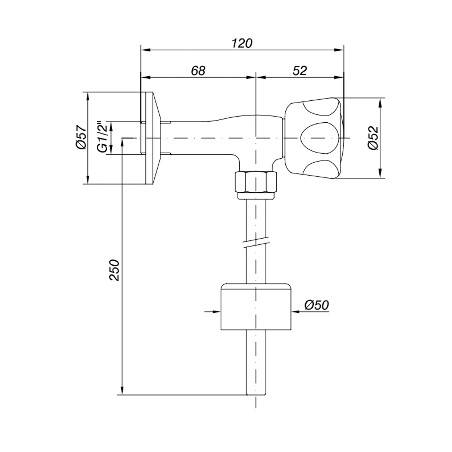 Rubinetto per orinatoio tipo pesante RubiFlux - Cromo