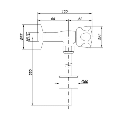 Rubinetto per orinatoio tipo pesante RubiFlux - Cromo