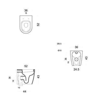WC senza Brida Filo muro Falerii  Foglia Medium con sedile softclose