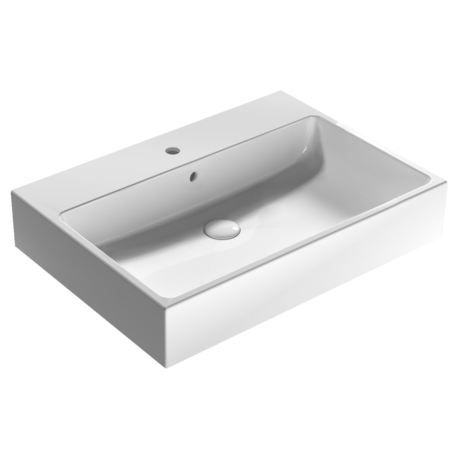 Lavabo rettangolare Stone 65x50x13 cm Ceramica Globo €“ Bianco lucido