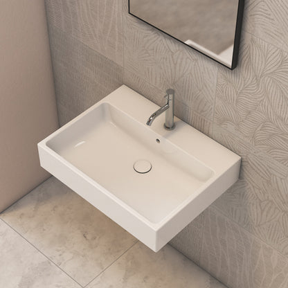 Lavabo rettangolare Stone 65x50x13 cm Ceramica Globo €“ Bianco lucido
