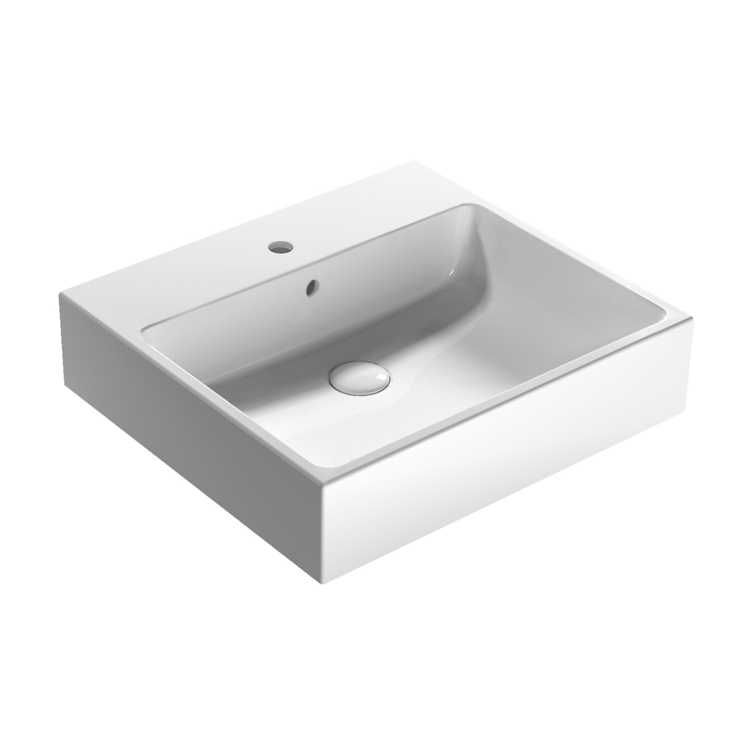 Lavabo da appoggio/sospeso Stone 55x50x13 cm Ceramica Globo €“ Bianco lucido