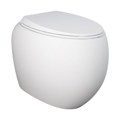 Coppia di sanitari filomuro con wc senza brida modello Cloud di Rak Ceramics compreso coprivaso cm 56 Bianco Opaco