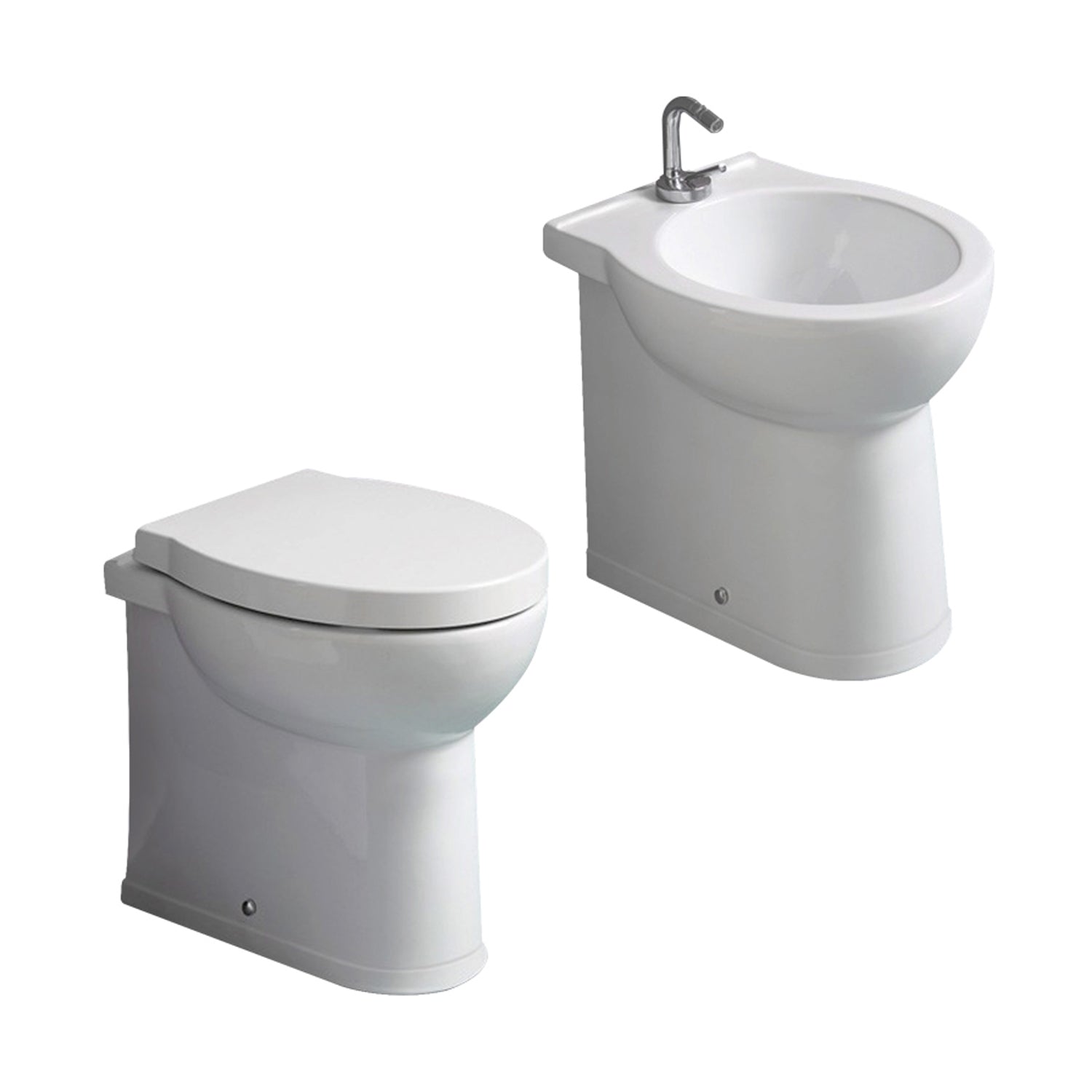 Coppia sanitari filomuro con sedile in termoindurente modello 'Isla' cm 48