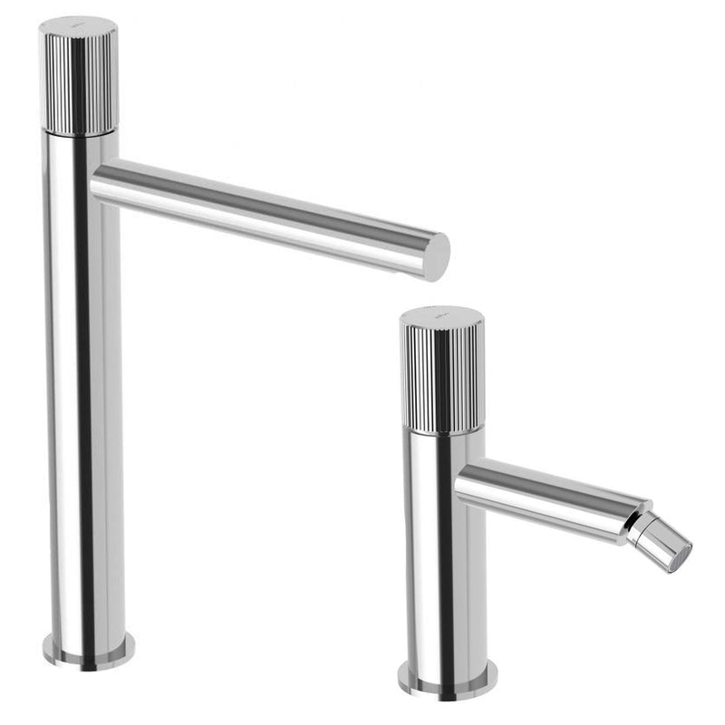Set di miscelatori lavabo alto e bidet con scarico click clack Paffoni Jo Cromato by CeramicStore | Lo specialista del tuo bagno