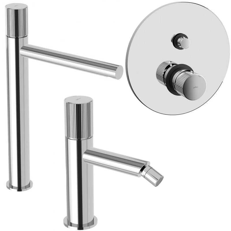 Set di miscelatori lavabo alto-bidet-doccia con deviatore Paffoni Jo Cromato by CeramicStore | Lo specialista del tuo bagno