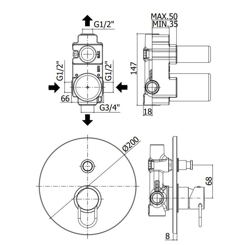 Set di miscelatori lavabo alto, bidet e doccia con deviatore Paffoni Jocker cromato by CeramicStore | Lo specialista del tuo bagno