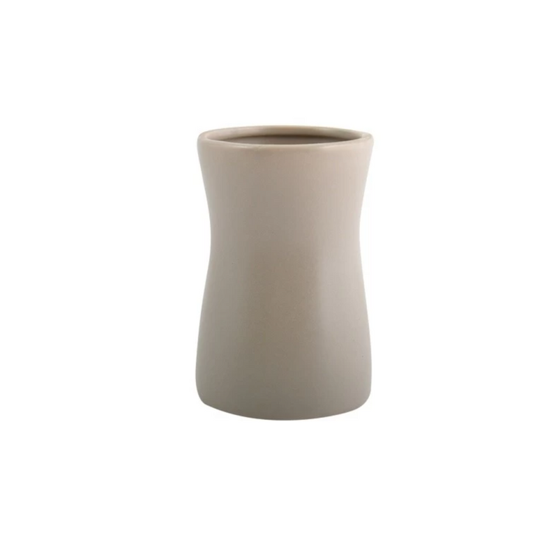 Bicchiere Portaspazzolino in ceramica di colore tortora  collezione Athena